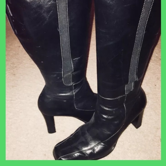 Anne Klein black knee high boots 👢zip up S. 8 1/2 - Picture 1 of 8
